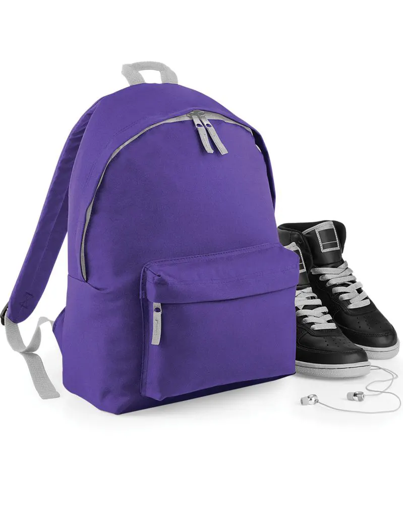 Bagbase Junior Fashion Backpack in Purple and Light Grey