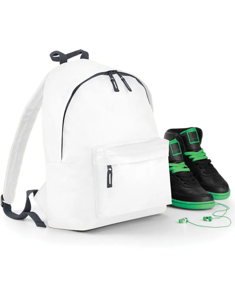 Bagbase Junior Fashion Backpack in White and Graphite