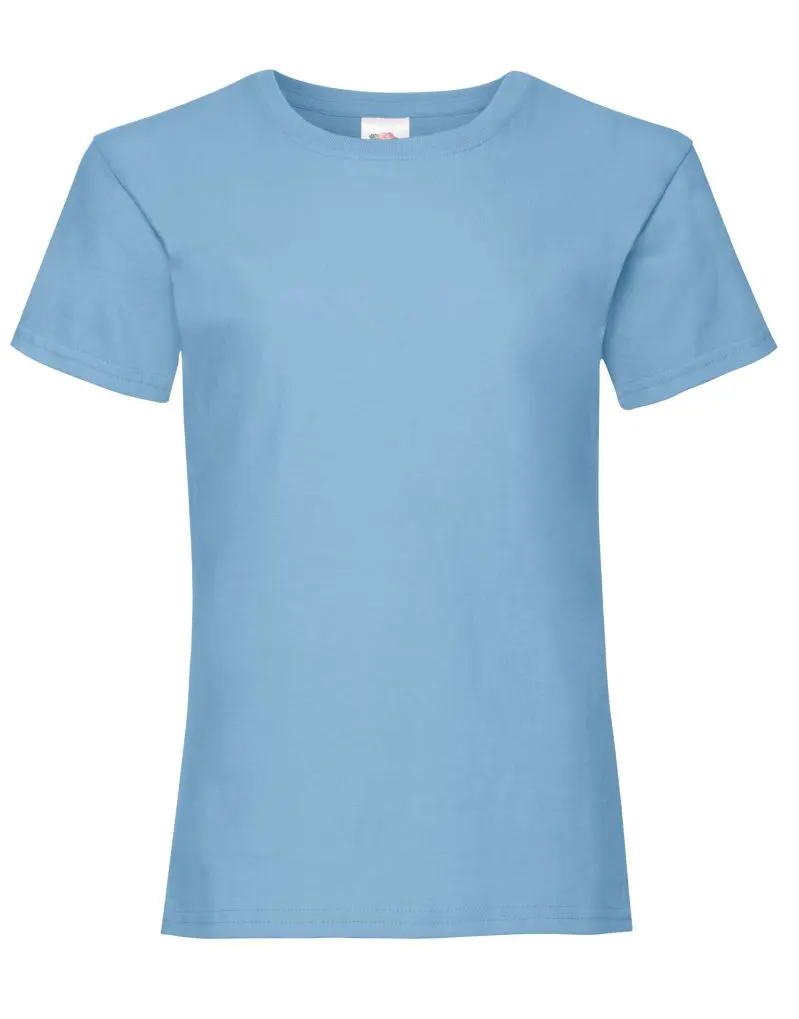 Fruit Of The Loom Kids Girls Valueweight T-Shirt in Sky Blue