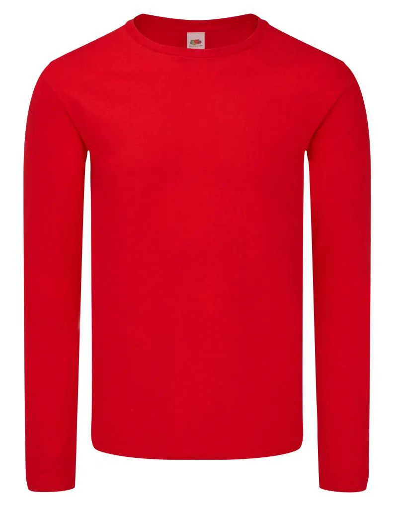 Fruit Of The Loom Mens Iconic 150 Classic Long Sleeve T-Shirt in Red