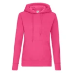 Fruit Of The Loom Ladies Classic Hooded Sweat in Fuchsia