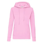 Fruit Of The Loom Ladies Classic Hooded Sweat in Light Pink