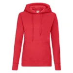 Fruit Of The Loom Ladies Classic Hooded Sweat in Red