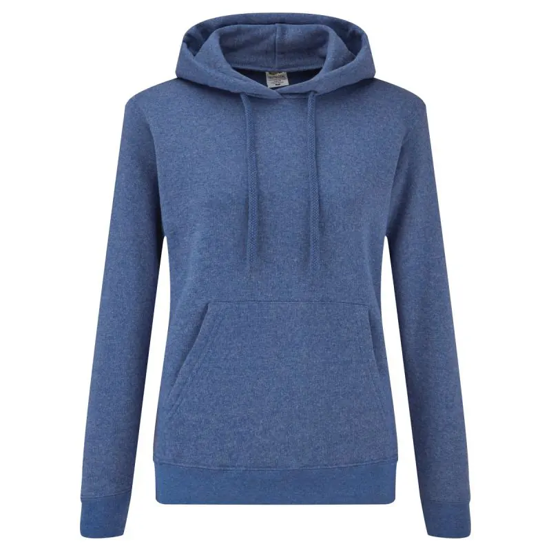 Fruit Of The Loom Ladies Classic Hooded Sweat in Retro Heather Royal