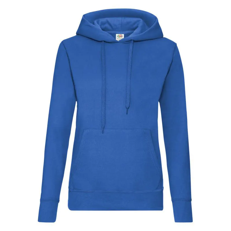 Fruit Of The Loom Ladies Classic Hooded Sweat in Royal