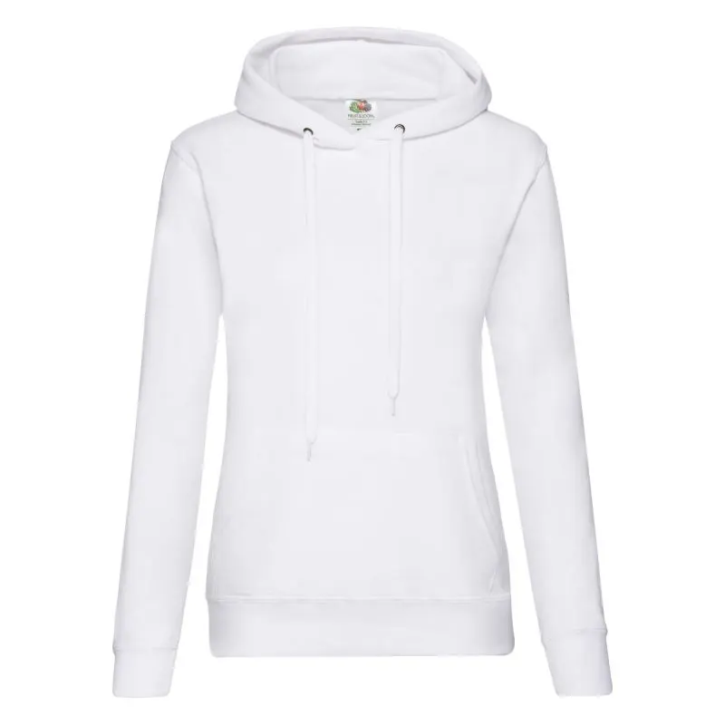 Fruit Of The Loom Ladies Classic Hooded Sweat in White