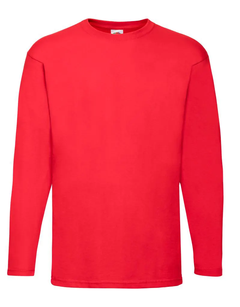 Fruit Of The Loom Mens Valueweight Long Sleeve T-Shirt in Red