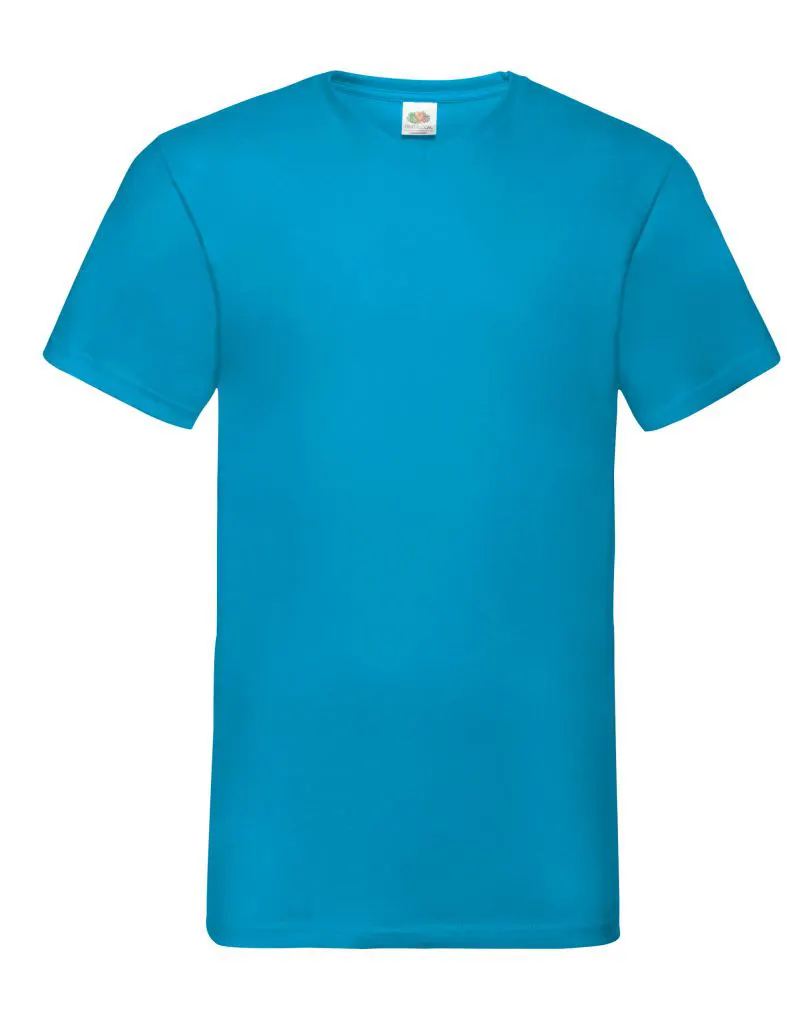 Fruit Of The Loom Mens Valueweight V-Neck T-Shirt in Azure Blue