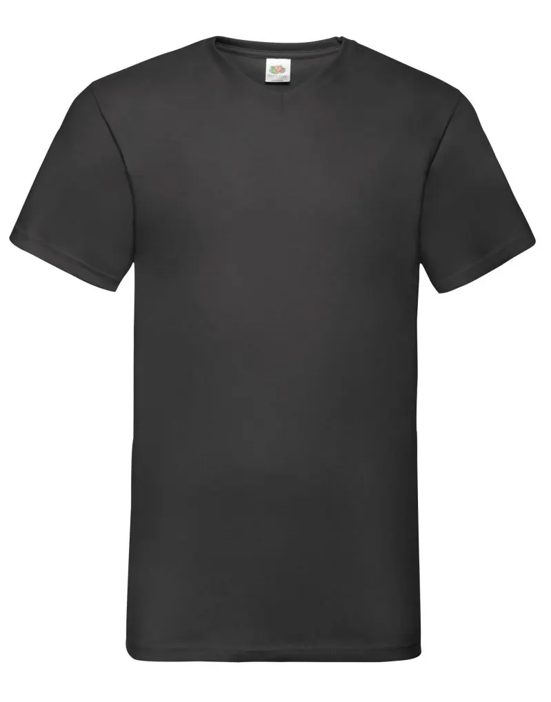 Fruit Of The Loom Mens Valueweight V-Neck T-Shirt in Black