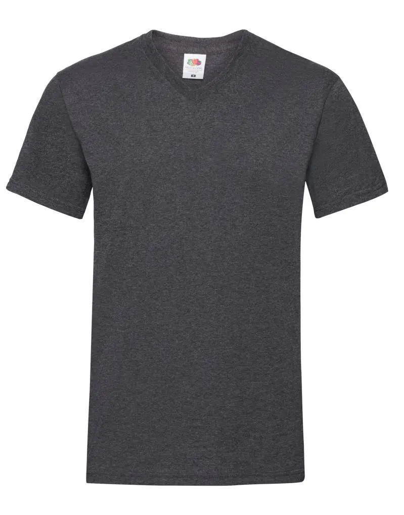 Fruit Of The Loom Mens Valueweight V-Neck T-Shirt in Dark Heather