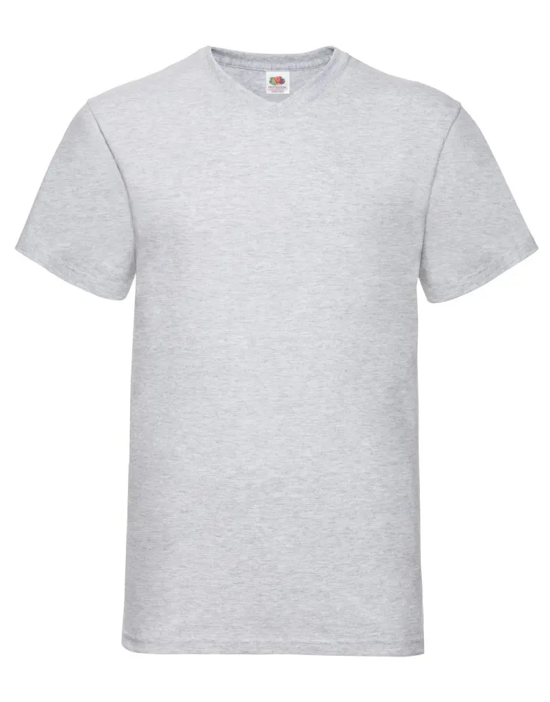 Fruit Of The Loom Mens Valueweight V-Neck T-Shirt in Heather Grey