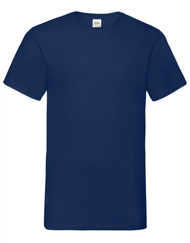 Fruit Of The Loom Mens Valueweight V-Neck T-Shirt in Navy Blue