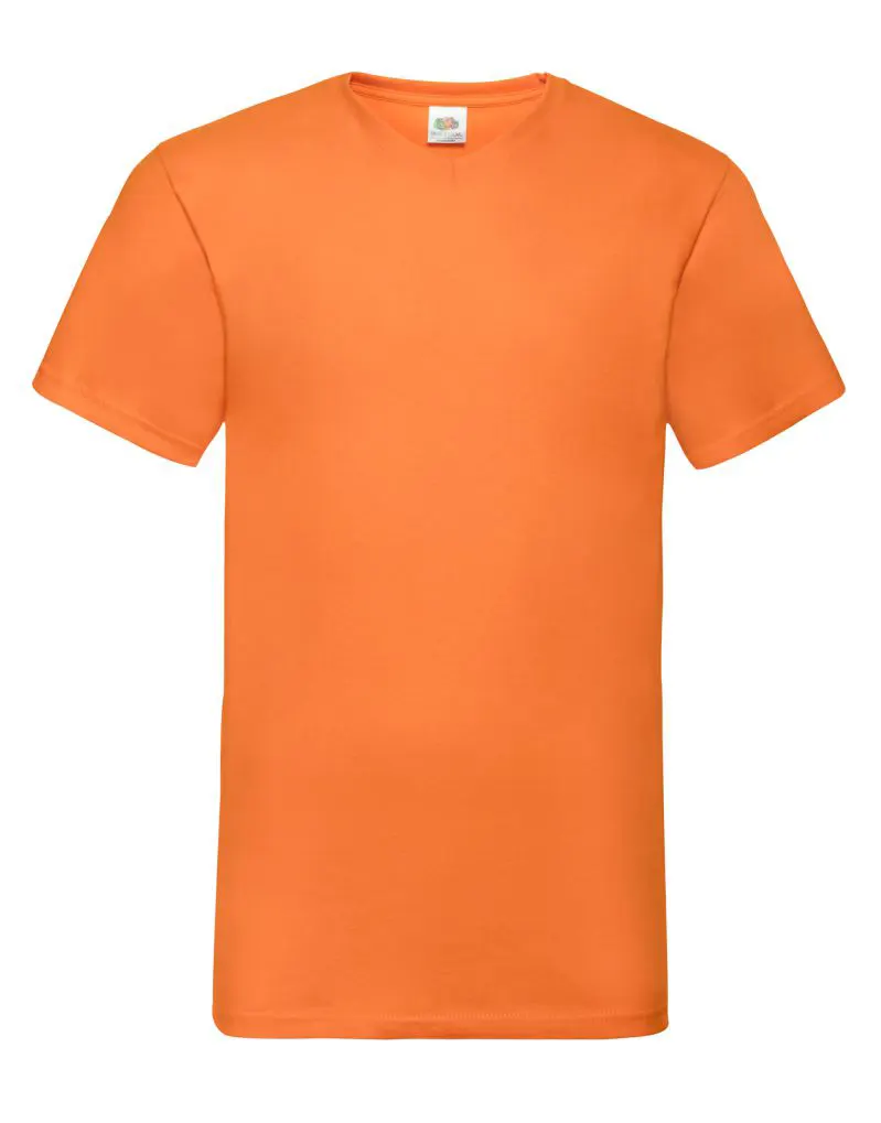 Fruit Of The Loom Mens Valueweight V-Neck T-Shirt in Orange