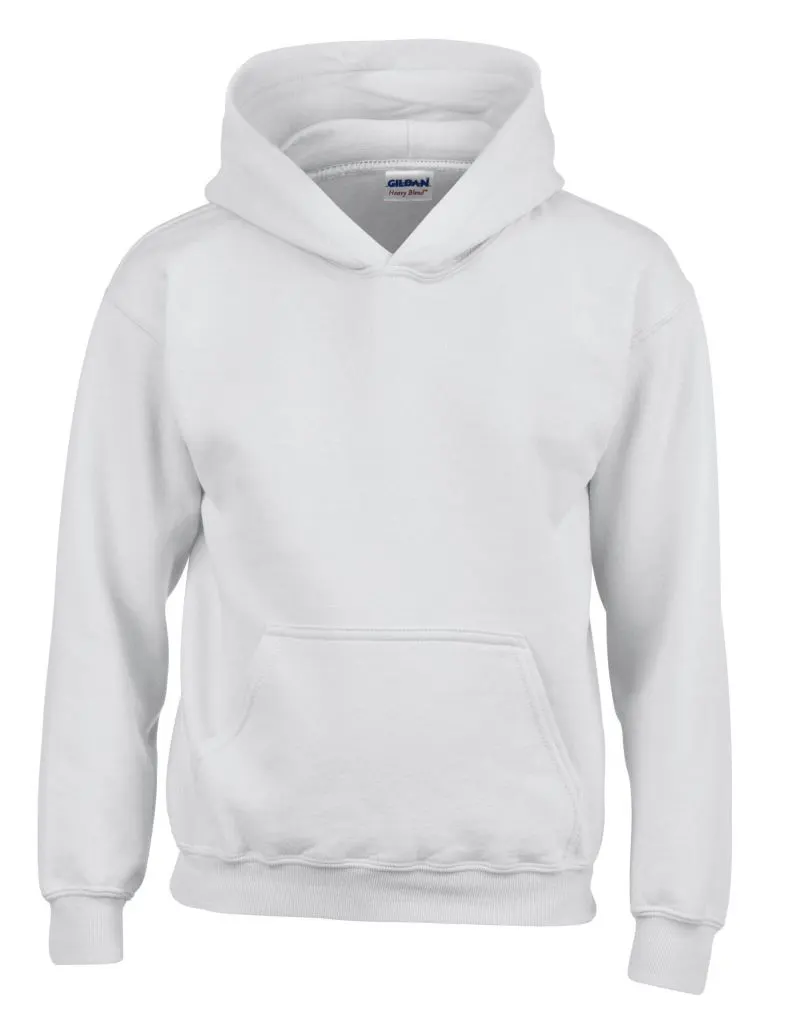 Gildan Kids Heavy Blend Youth Hooded Sweatshirt in White